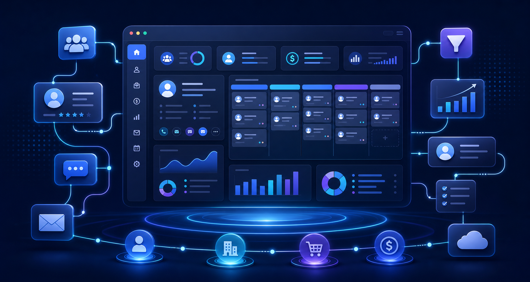 CRM and ERP customer experience dashboard graphic